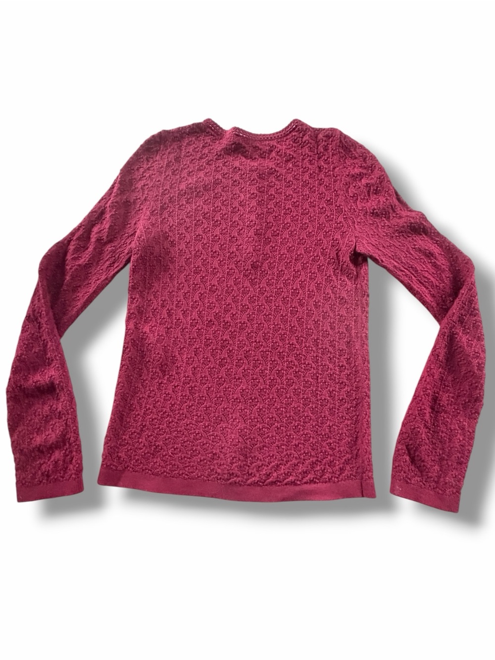 Sezane Alexa Jumper Sweater Size Medium Burgundy Merino Crochet - Picture 5 of 9